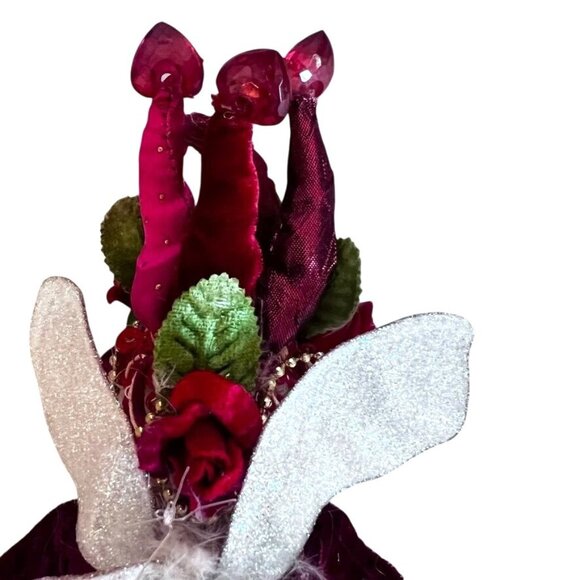 Mark Roberts Collectible Fairy Elf Doll Red Pink Velvet Glittering Hearts Roses - Picture 8 of 11